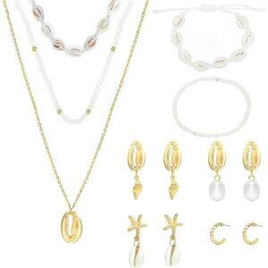 9 Piece Gold Jewelry Set for Women Fashion Costume Jewelry Gold Summer Chic